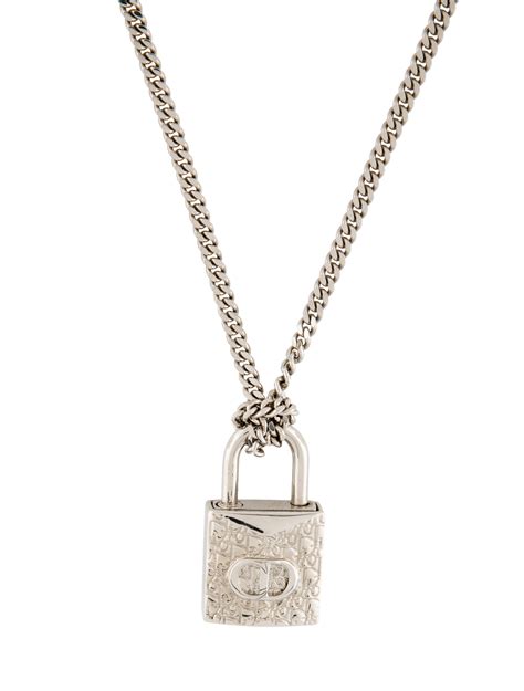 dior oblique padlock pendant necklace|Dior Oblique Padlock Pendant Necklace Silver.